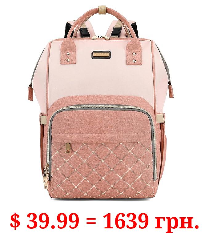 Diaper Bag Backpack, Diaper Bags For Baby Girls Boys, Baby Bags For Moms Dads, Baby Nappy Changing Bag With Insulated Pockets,Multi-Functional Waterproof Backpack With Stroller Straps -Pink light pink