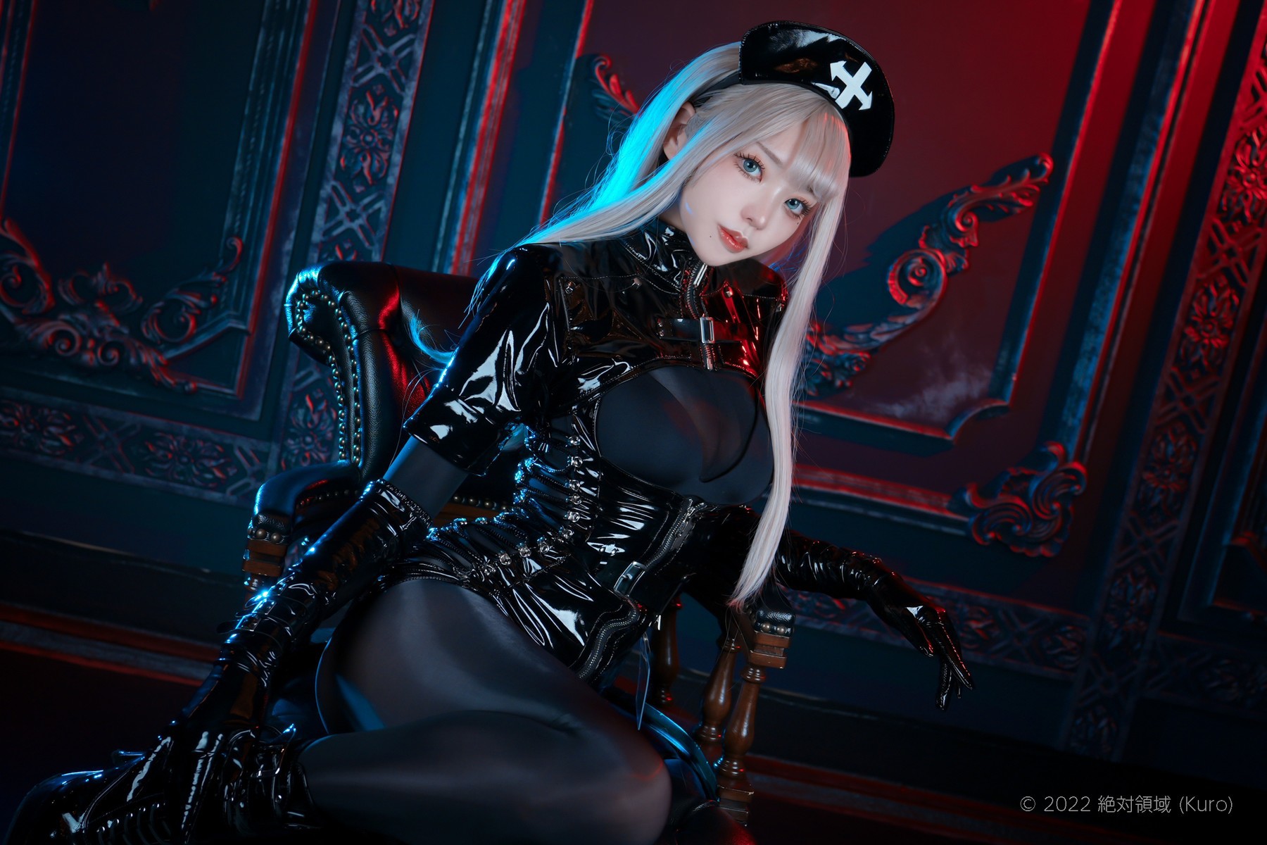 Cosplay ZettaiRyouiki Kuro くろ Black Enamel Nurse Set.01 6