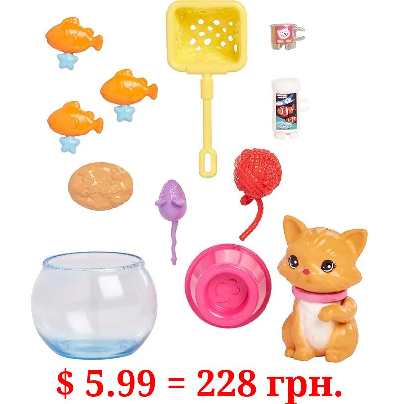 Barbie Pet and Accessories Set Featuring Kitten with Moving Head and Paw, Plus 10+ Storytelling Pieces