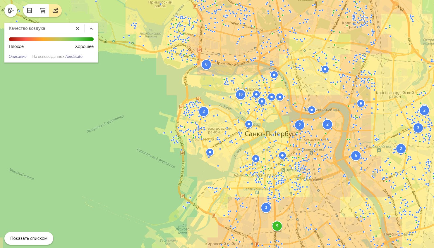 Качество воздуха в санкт петербурге карта онлайн