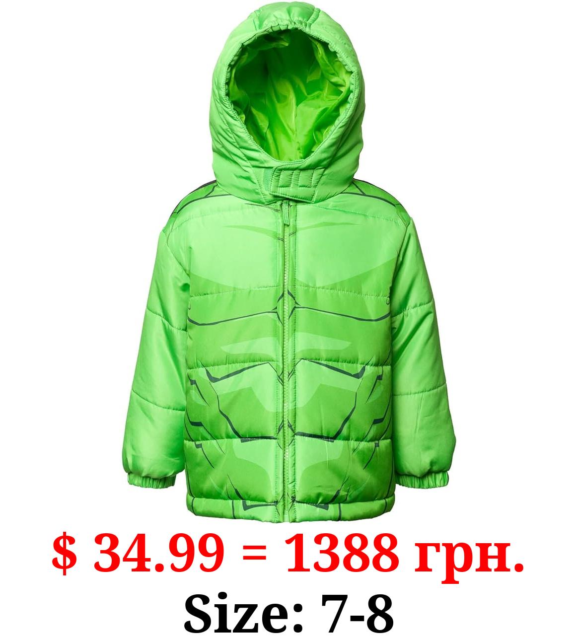 Marvel Avengers Spider-Man Hulk Black Panther Captain America Zip Up Winter Coat Puffer Jacket Toddler to Big Kid