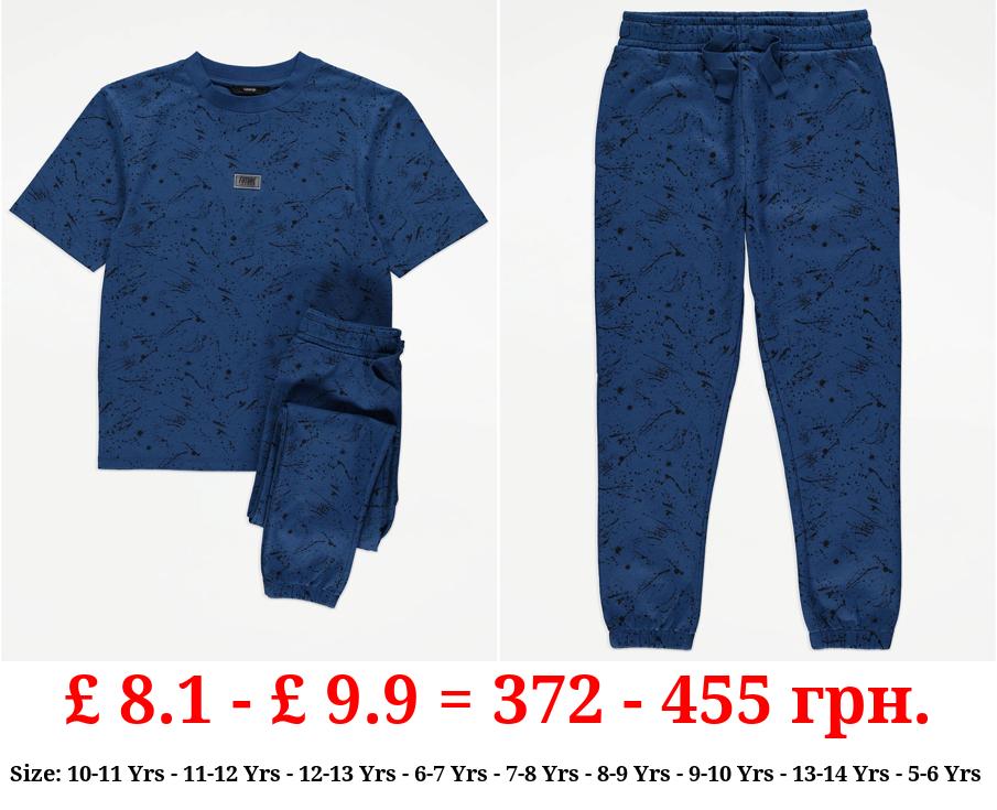 Navy Paint Splatter T-Shirt and Joggers Outfit