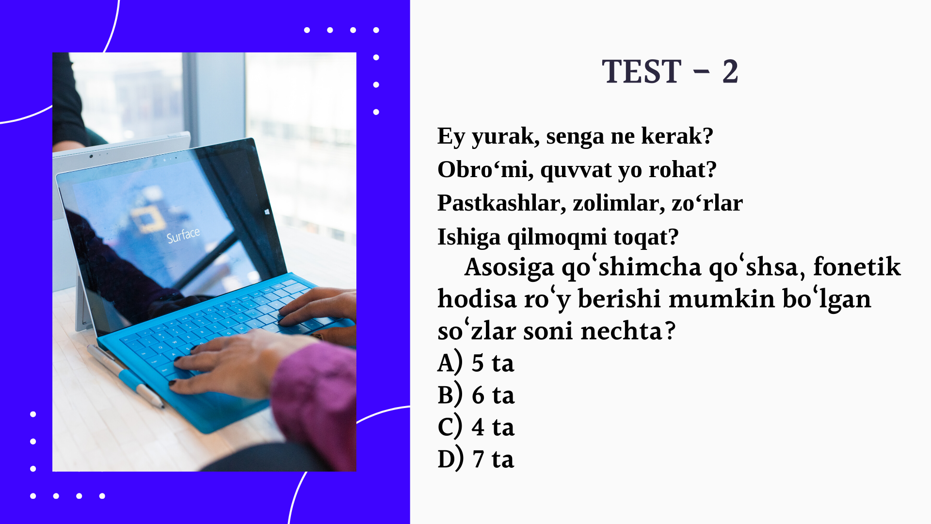 Sinf informatika test