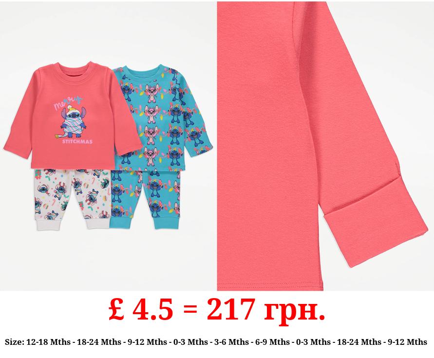 Disney Lilo and Stitch Bright Christmas Pyjamas 2 Pack
