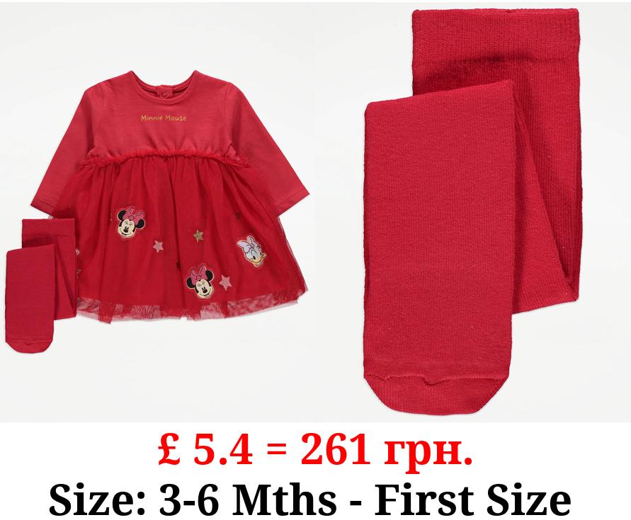 Disney Minnie Mouse Red Tutu Dress and Tights Outfit