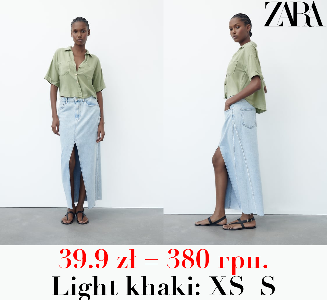 LINEN AND VISCOSE BLEND CROPPED SHIRT