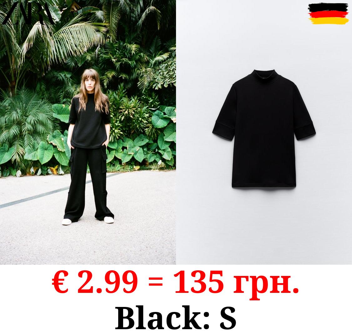 INTERLOCK MOCK NECK T-SHIRT