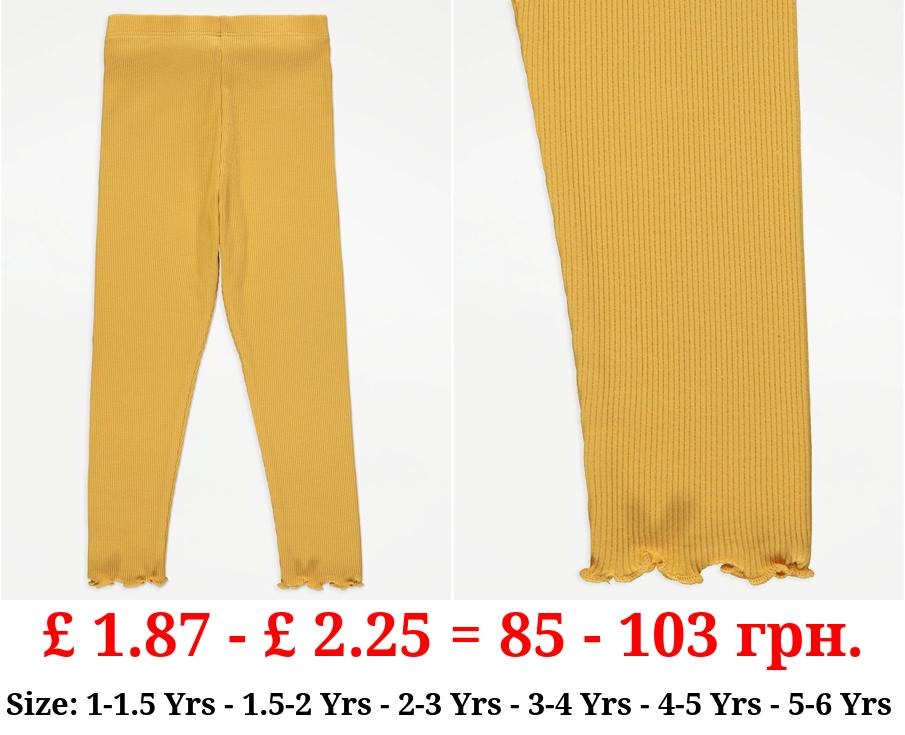 Yellow Rib Lettuce Ankle Leggings