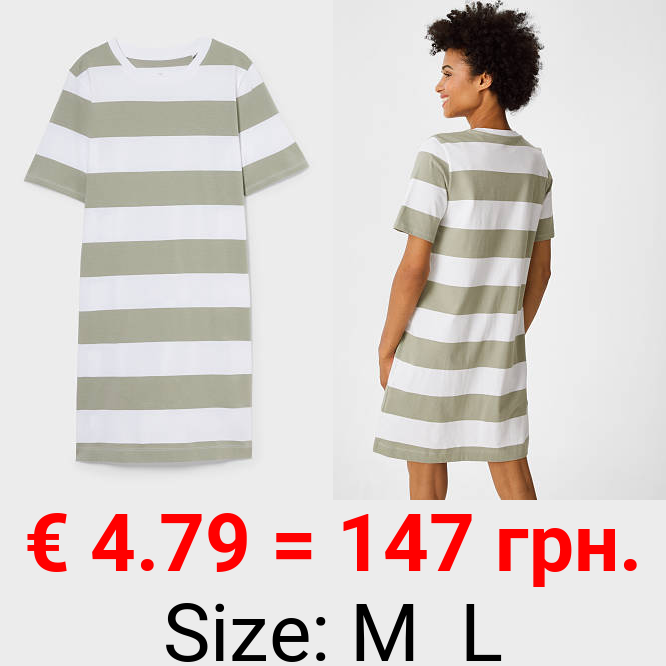Basic-T-Shirt-Kleid - Bio-Baumwolle - gestreift