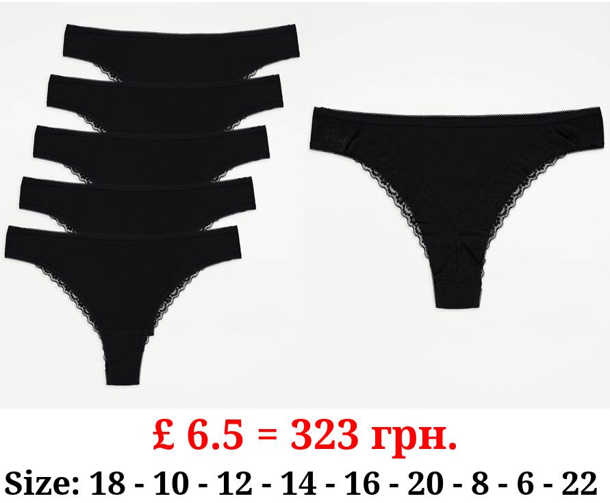 Black Lace Back Brazilian Knickers 5 pack