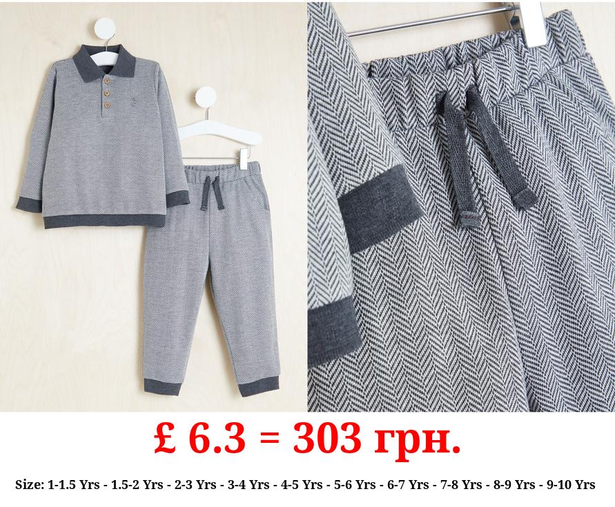 Billie Faiers Grey Herringbone Polo Top and Trousers Outfit