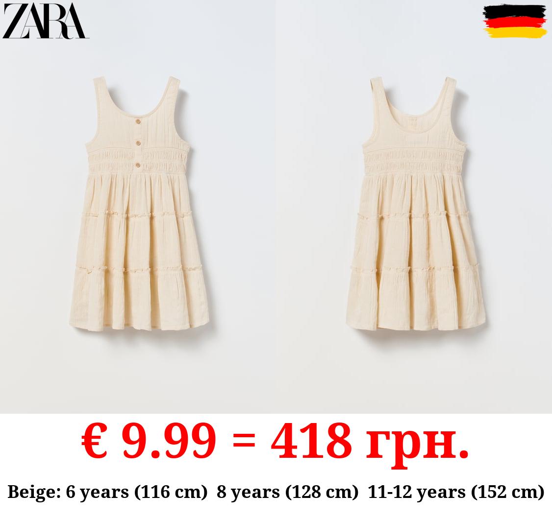 LINEN BLEND TIERED DRESS