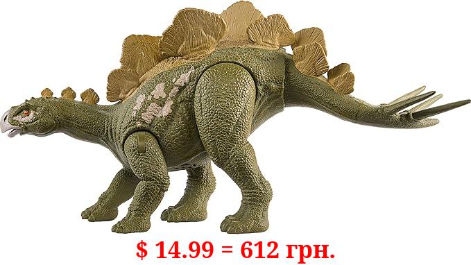 Jurassic World Wild Roar Hesperosaurus Dinosaur Figure with Continuing Roar Sound & Attack Action, Posable Physical Toy & Digital Play