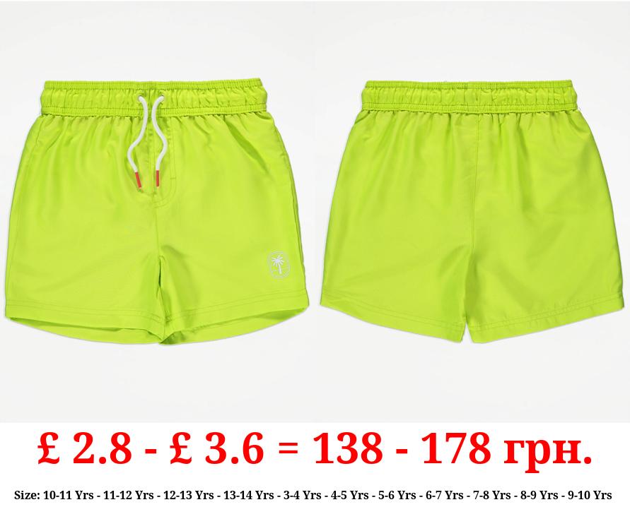 Lime Green Palm Tree Swim Shorts