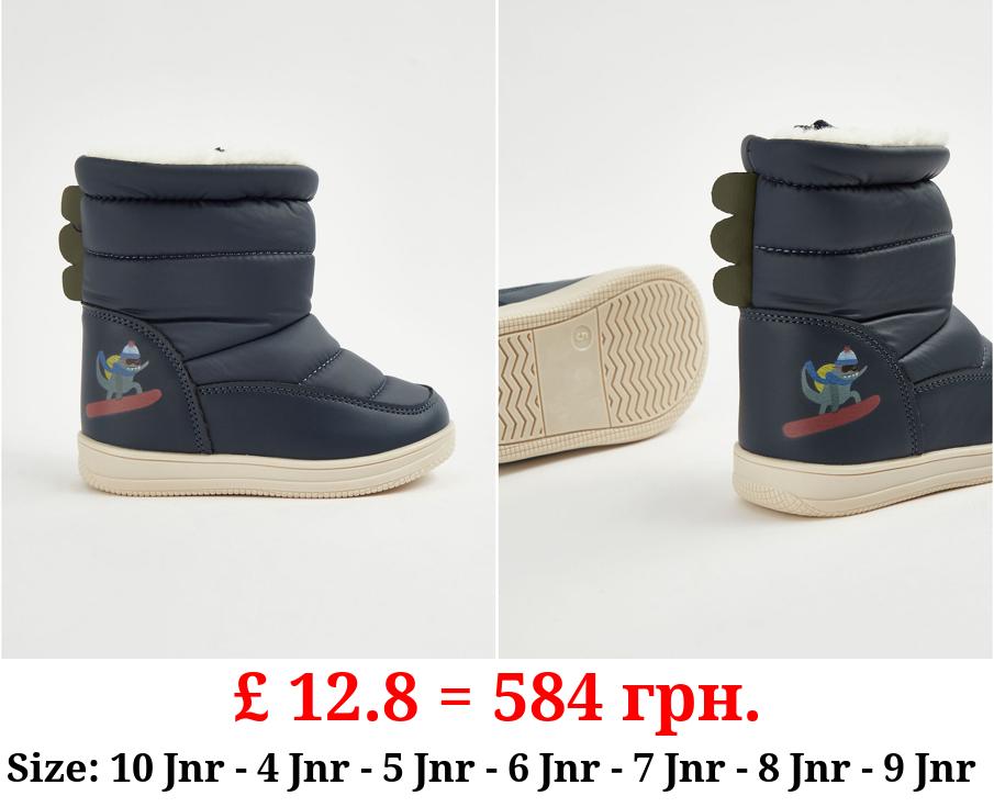 First Walkers Dinosaur Spike Fleece Lined Snow Boots