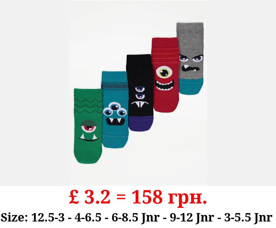 Fun Monster Face Socks 5 Pack