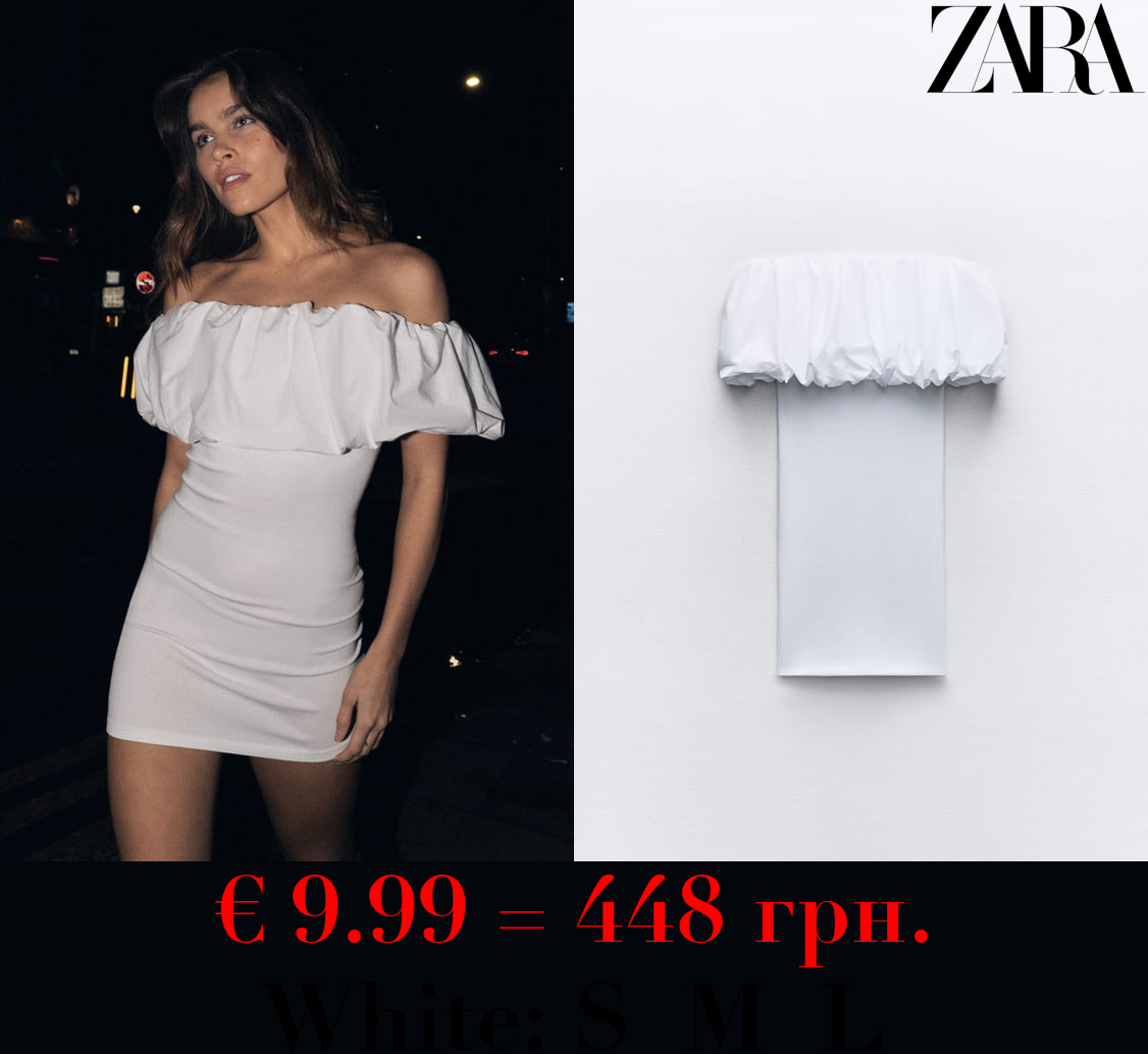 CONTRAST OFF-THE-SHOULDER DRESS