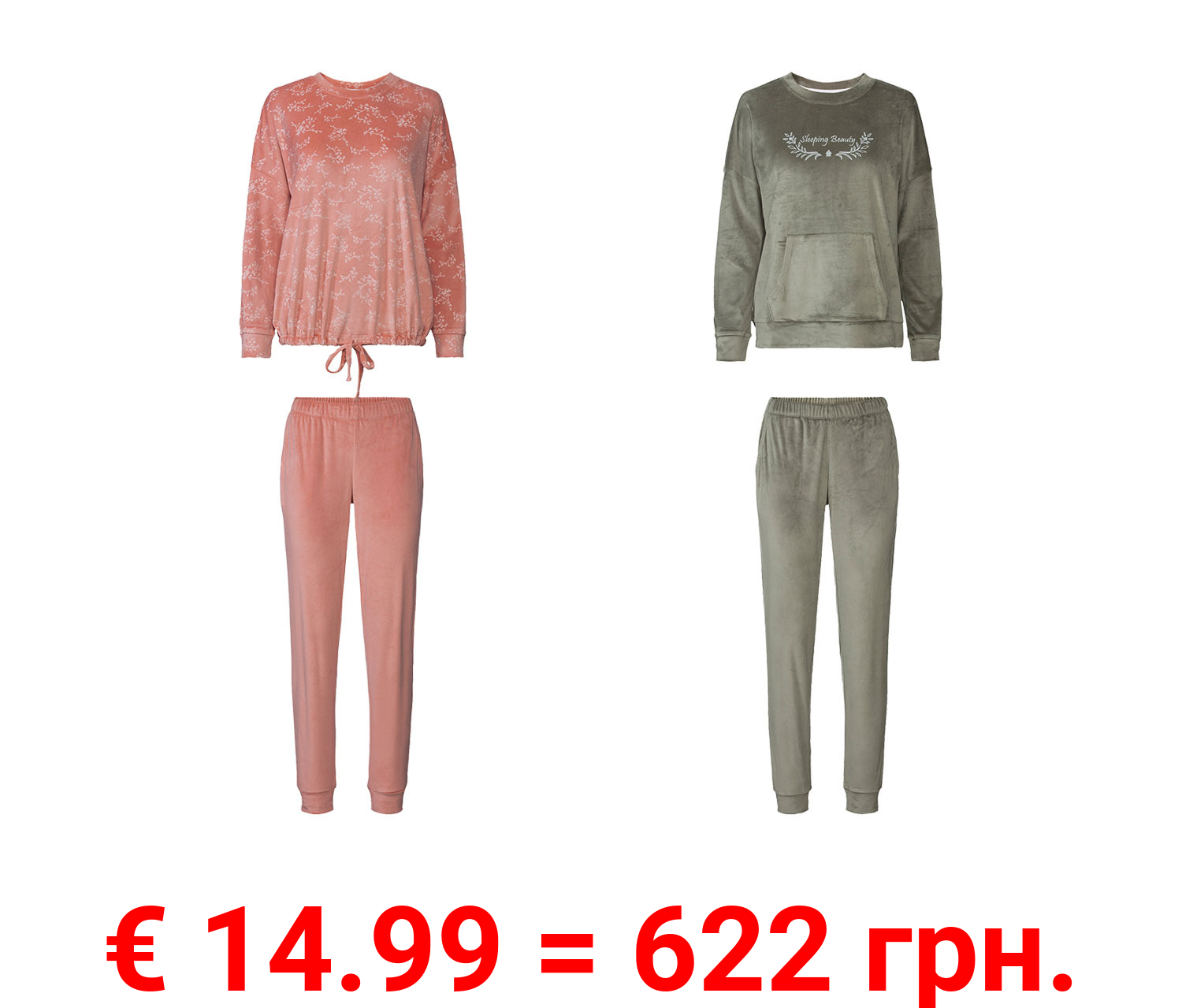 esmara® Damen Nicki-Pyjama, kuschelig weich