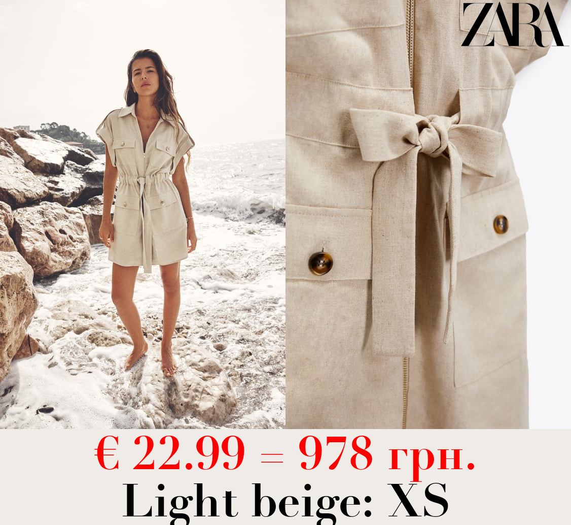 LINEN BLEND CARGO DRESS