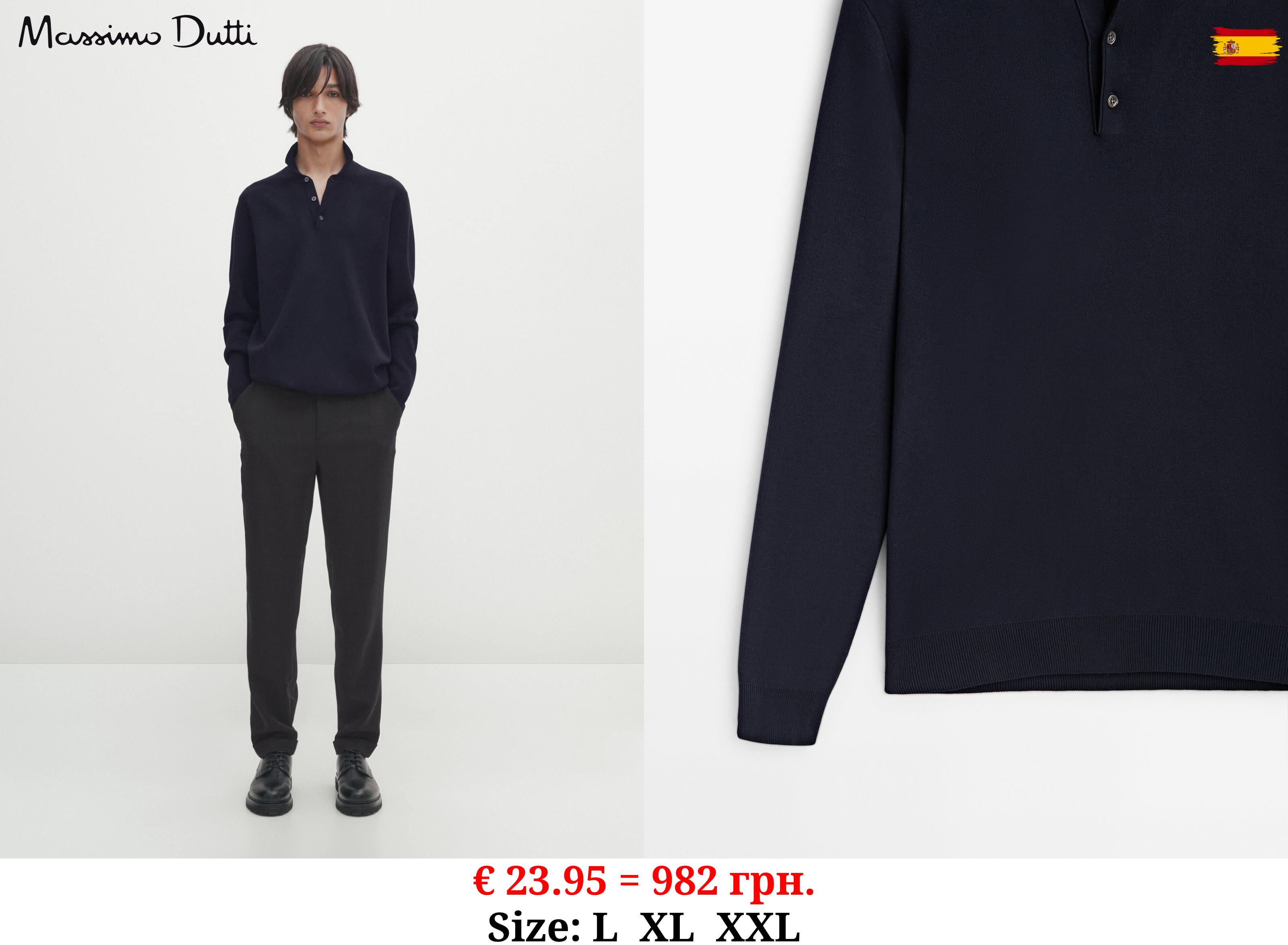 Comfort polo collar knit sweater NAVY BLUE