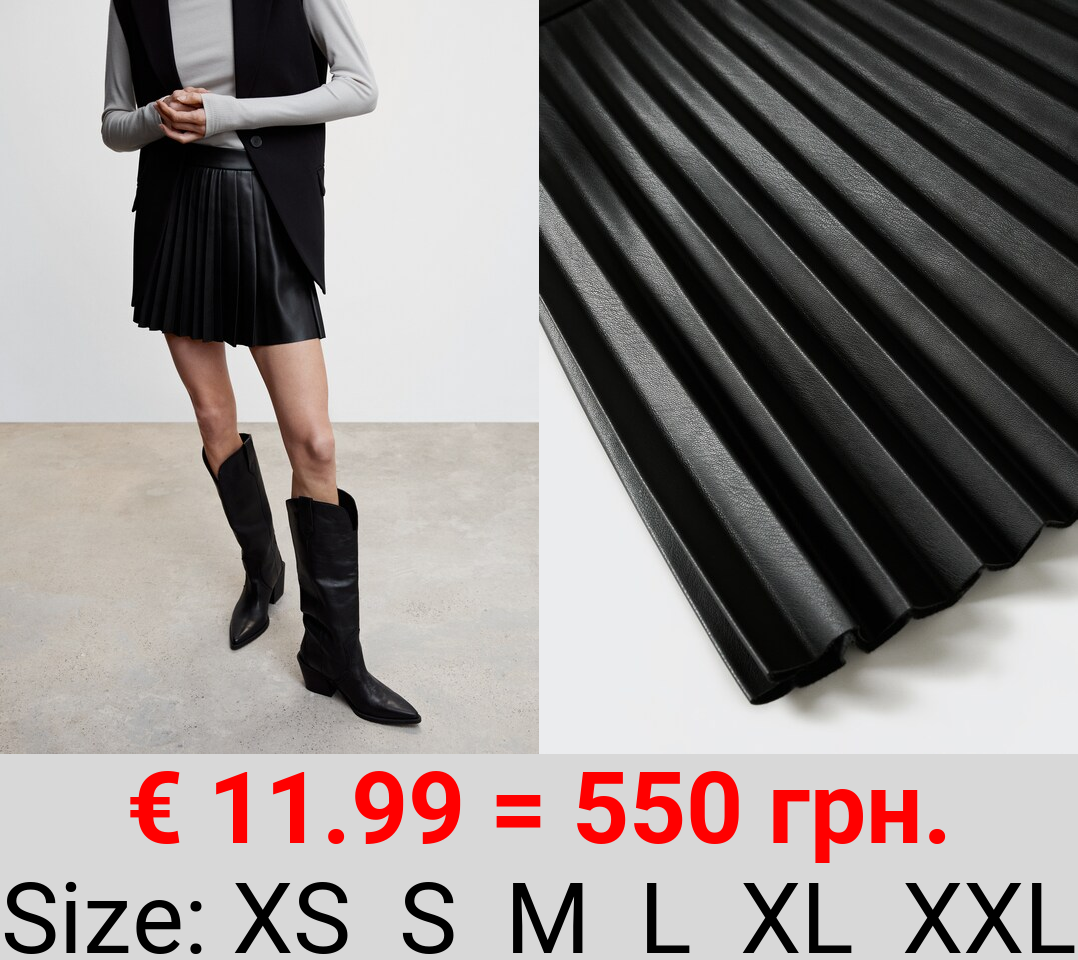 Falda plisada efecto piel