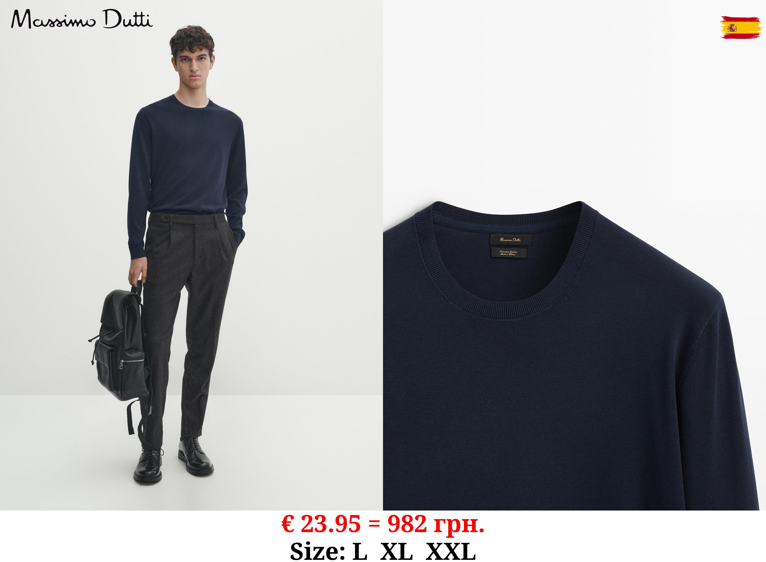 100% cotton crew neck sweater NAVY BLUE