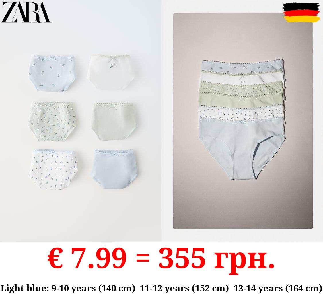 6-14 YEARS/ PACK OF SIX FLORAL BRIEFS