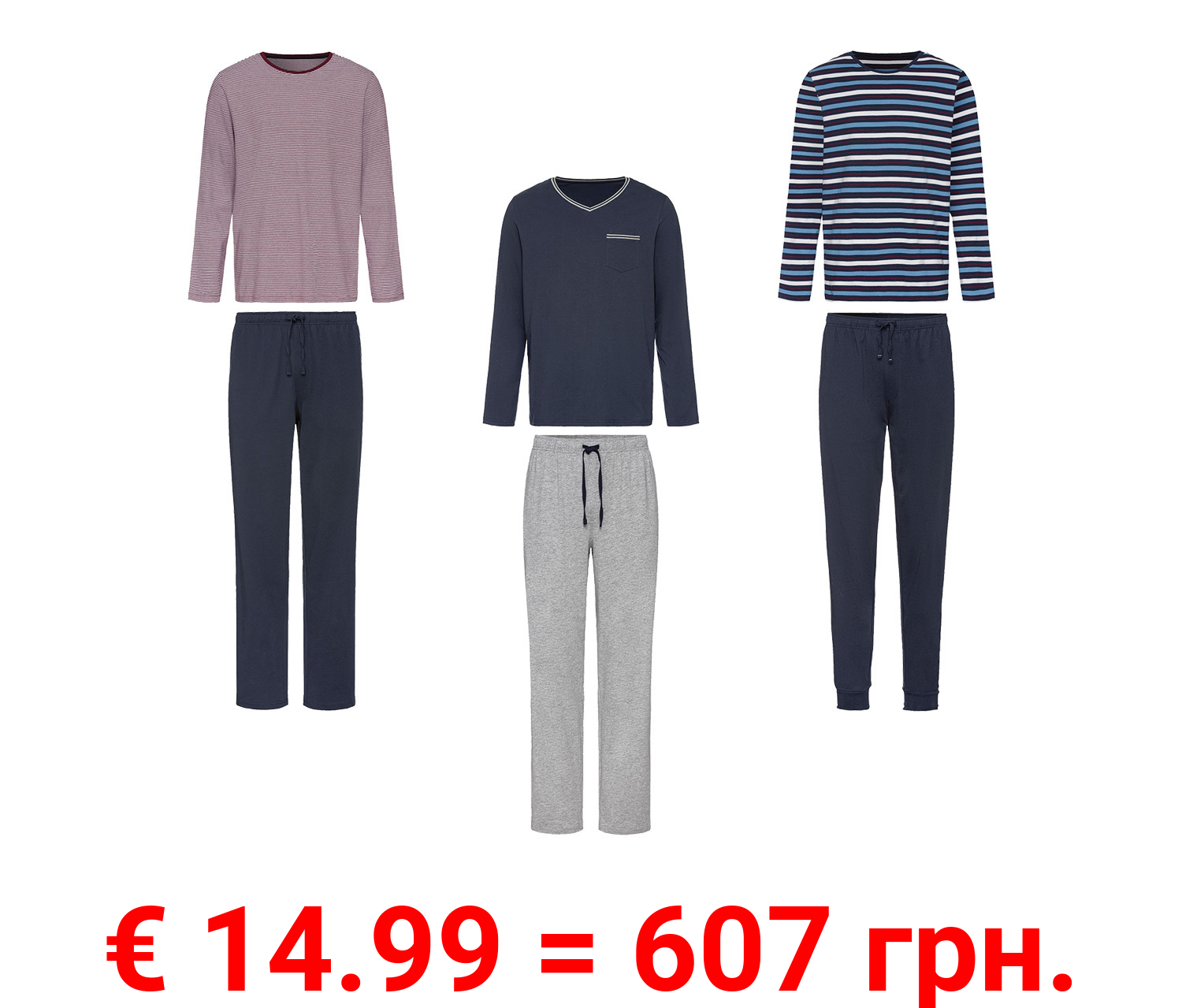 LIVERGY® Herren Pyjama mit seitlichen Eingrifftaschen