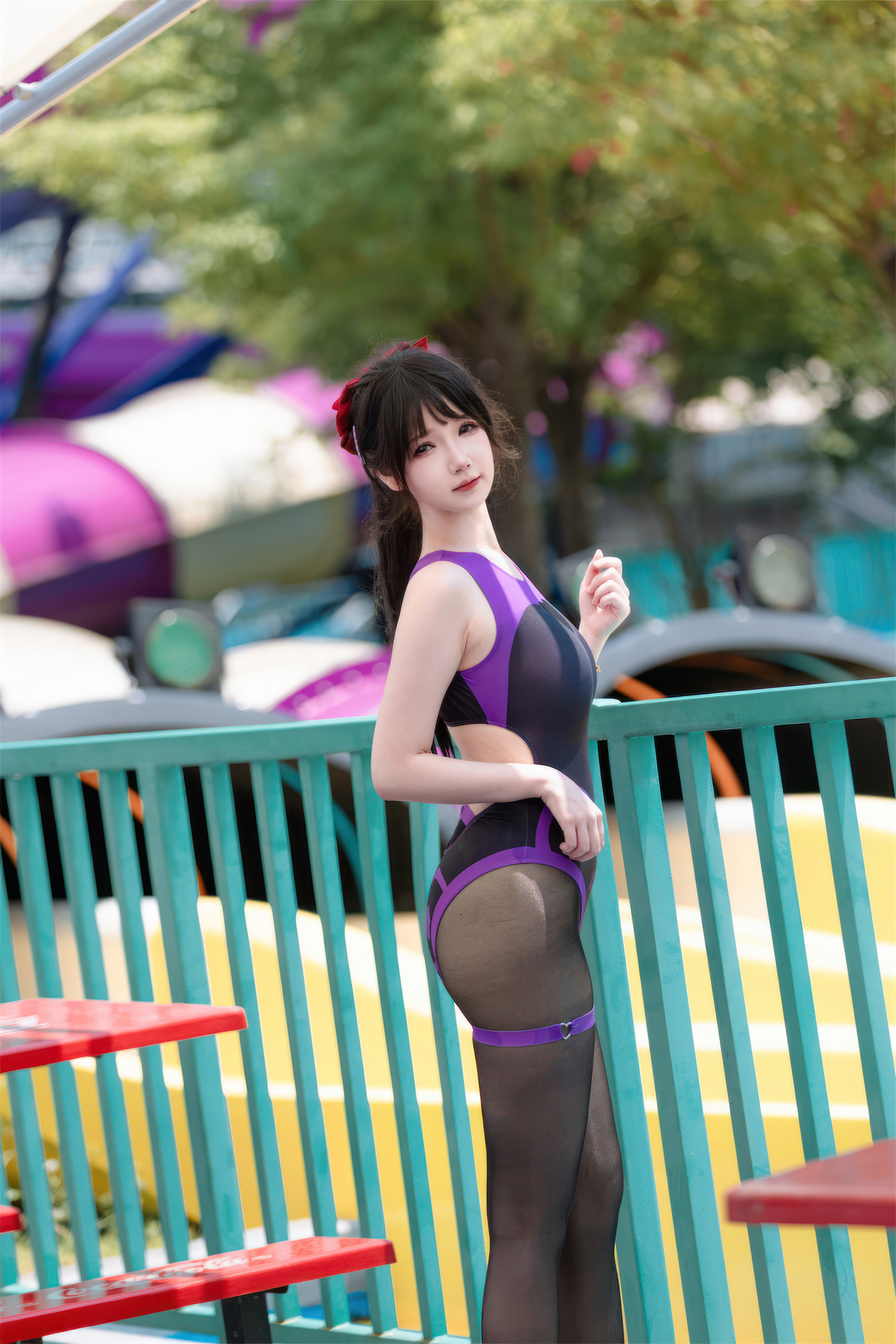 Cosplay 雪晴Astra 雪晴嘟嘟 紫色恶魔竞泳 34