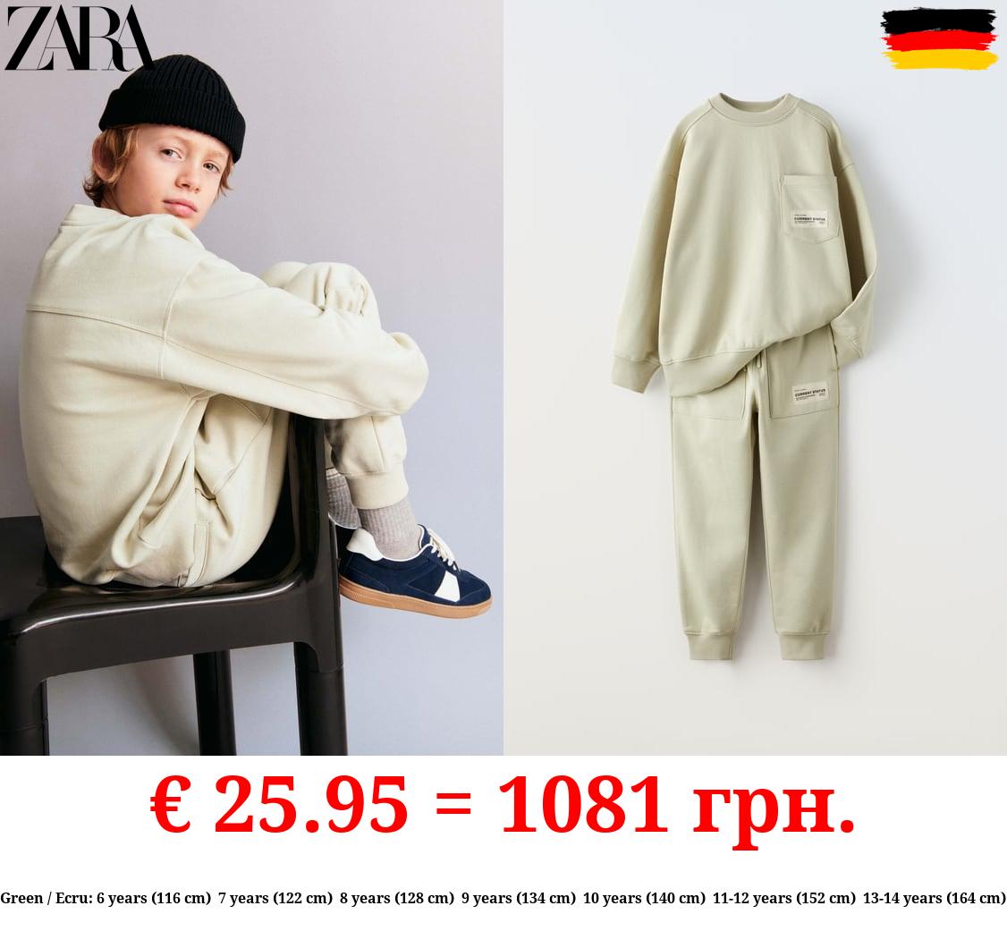 PLUSH SWEATSHIRT AND TROUSERS CO-ORD WITH LABEL