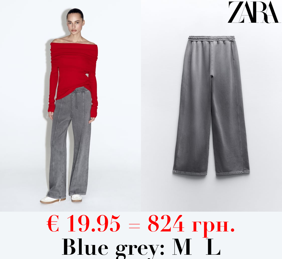 PLUSH WIDE-LEG JOGGER TROUSERS