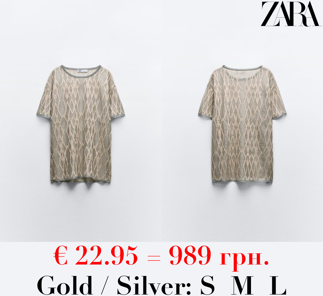 METALLIC THREAD KNIT JACQUARD TOP