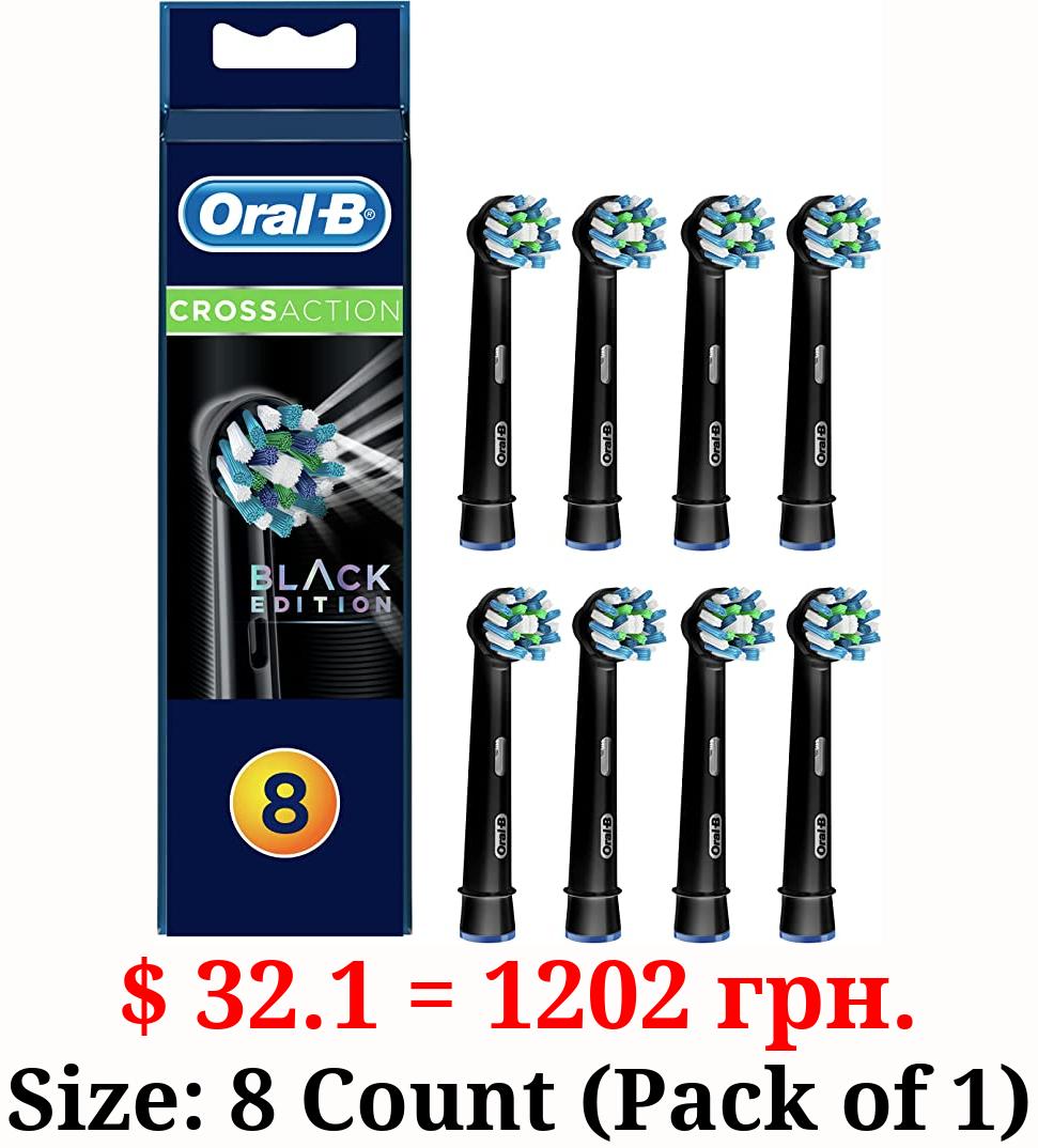 Oral-B Genuine CrossAction Replacement Black Toothbrush Heads, Refills for Electric Toothbrush, Angled Bristles for up to 100 Percent More Plaque Removal, Pack of 8