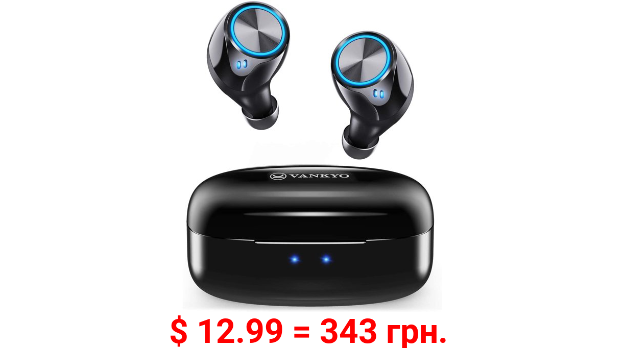 VANKYO X180 True Wireless Earbuds, Bluetooth 5.0 in-Ear Earphones, USB-C Charging Case, IPX8 Waterproof Sport Headphones w/ Mic, Smart Touch Control, 30Hr Playtime for Gym, Home, Office, Android/iOS