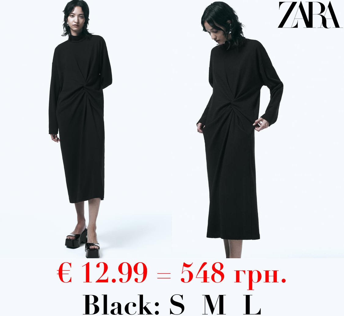 KNOTTED DRESS WITH PLEATS