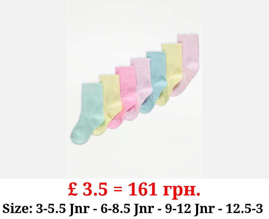 Assorted Pastel Cotton Rich Ankle Socks 7 Pack