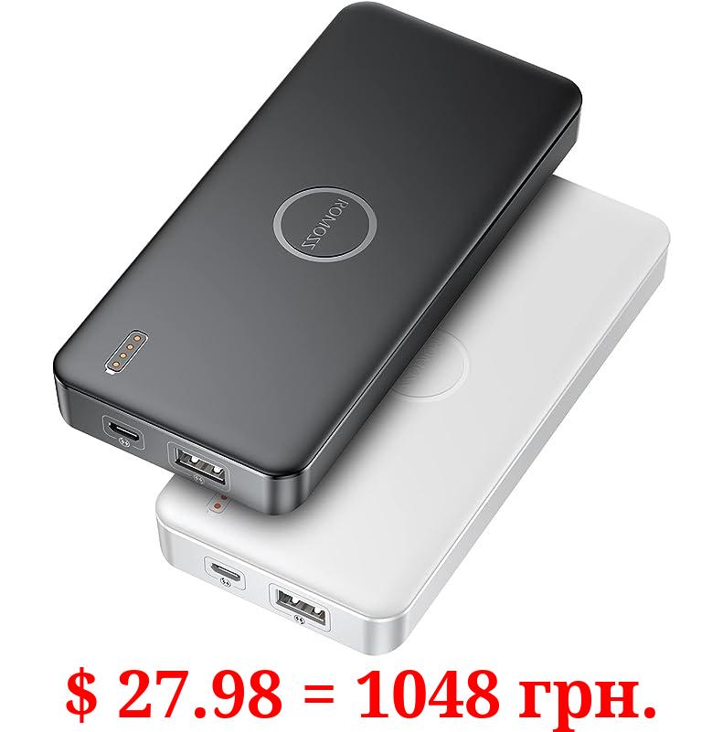 ROMOSS 10000mAh Portable Charger 2 Pack Power Bank Ultra Slim 5v 2.4A Output with LED Indicator, Portable iPhone Charger Battery Pack for iPhone 14,13, Ipad, Galaxy S10, Tablet and More