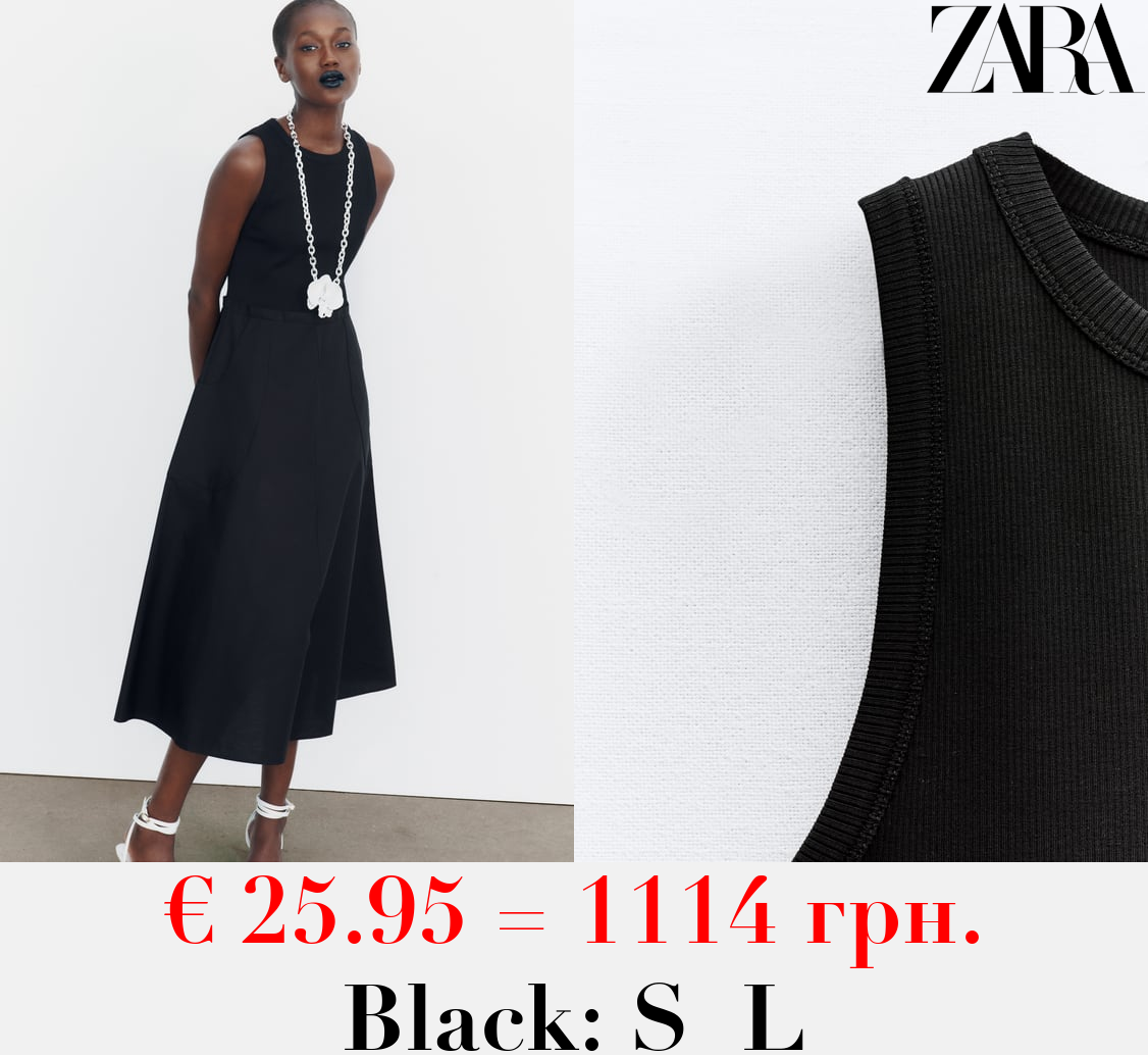 CONTRAST MIDI DRESS WITH POCKETS