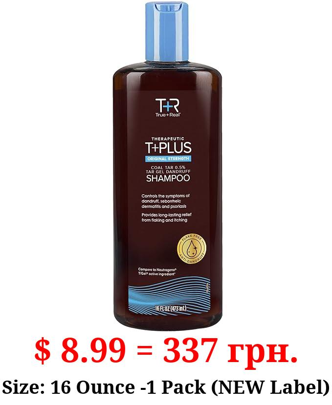 True+Real Therapeutic Plus Tar Gel Anti-Dandruff Shampoo 0.5% Coal Tar, 16 Fl Oz, Original Strength