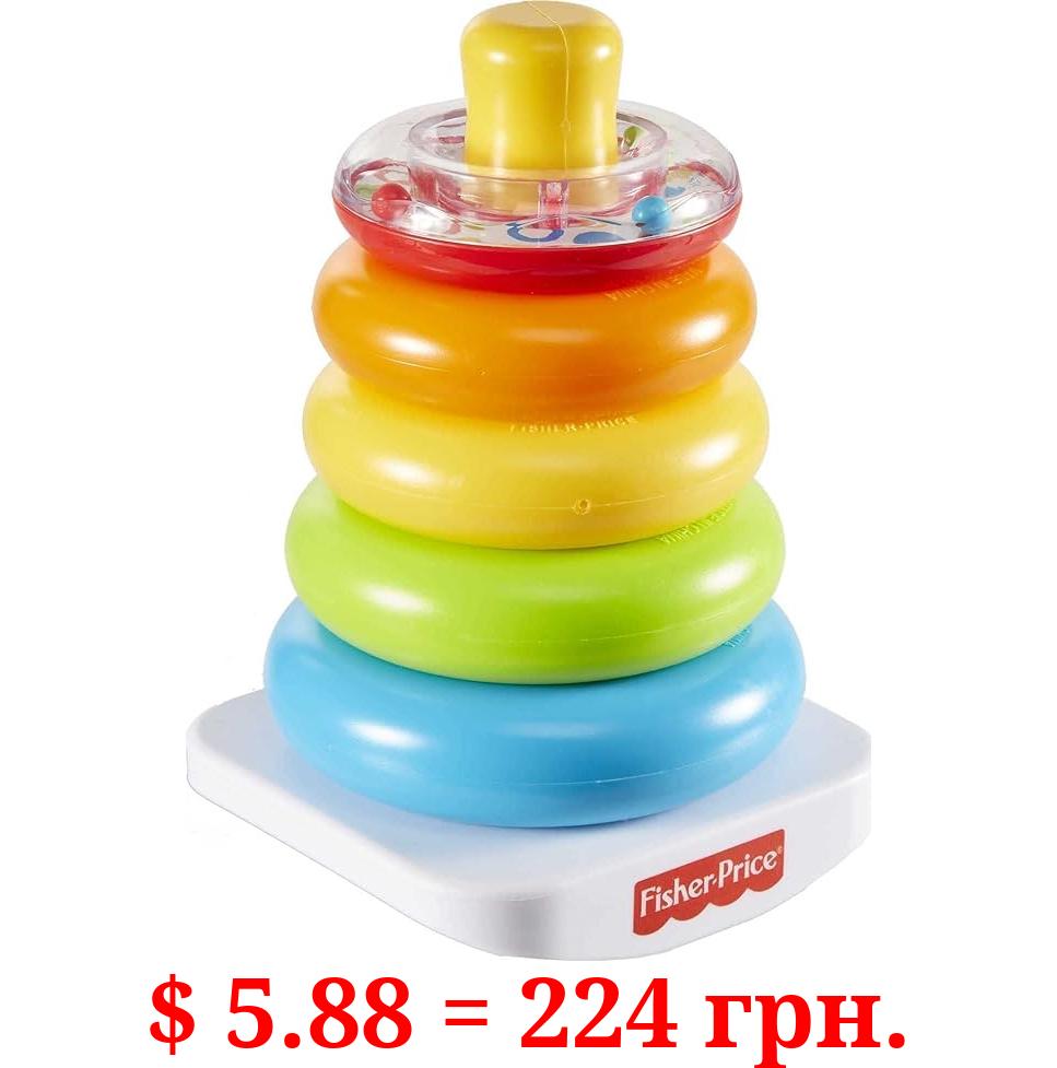 Fisher-Price Baby Stacking Toy Rock-A-Stack, Roly-Poly Base With 5 Colorful Rings For Ages 6+ Months