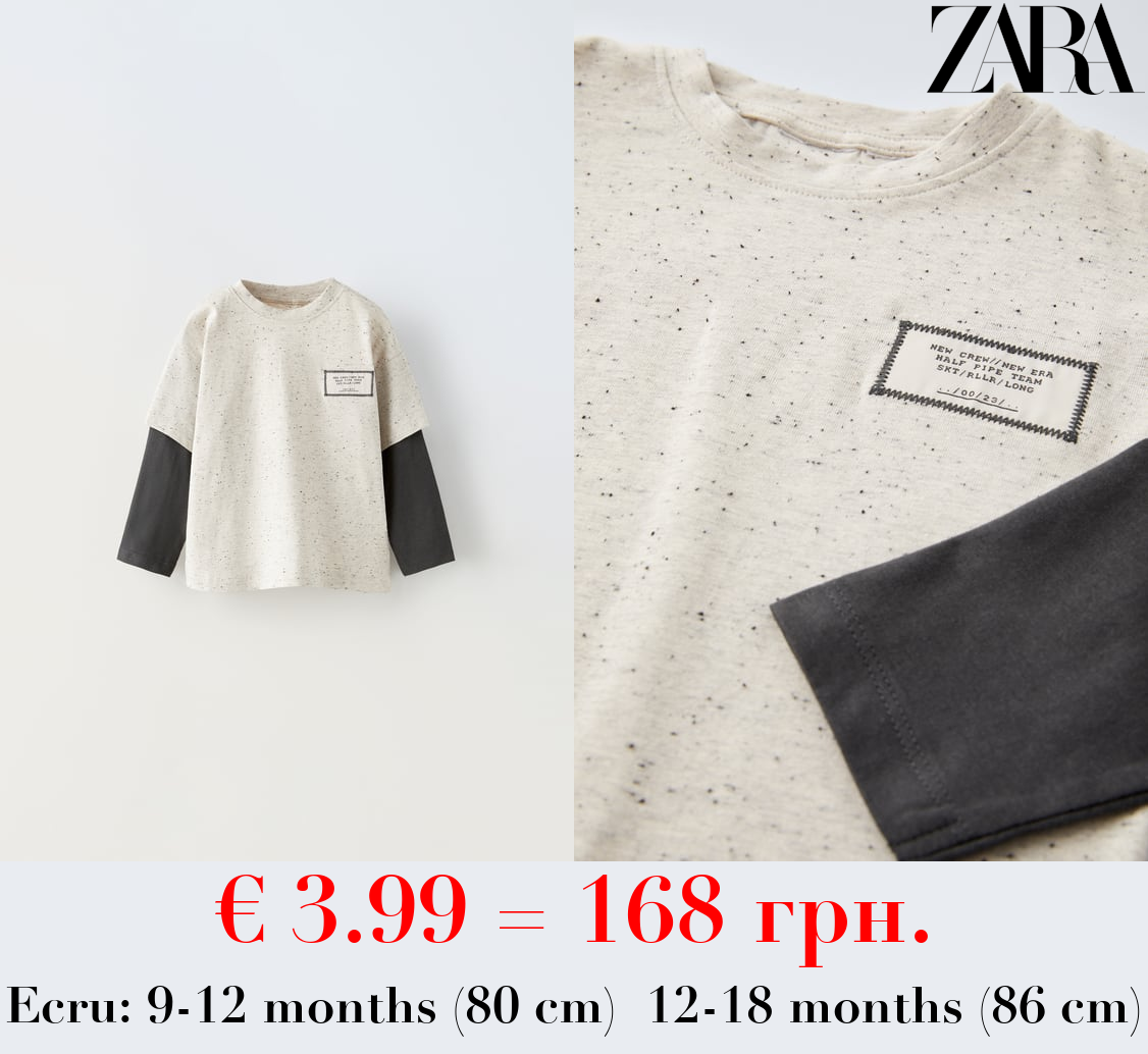 LABEL T-SHIRT WITH DOUBLE SLEEVES