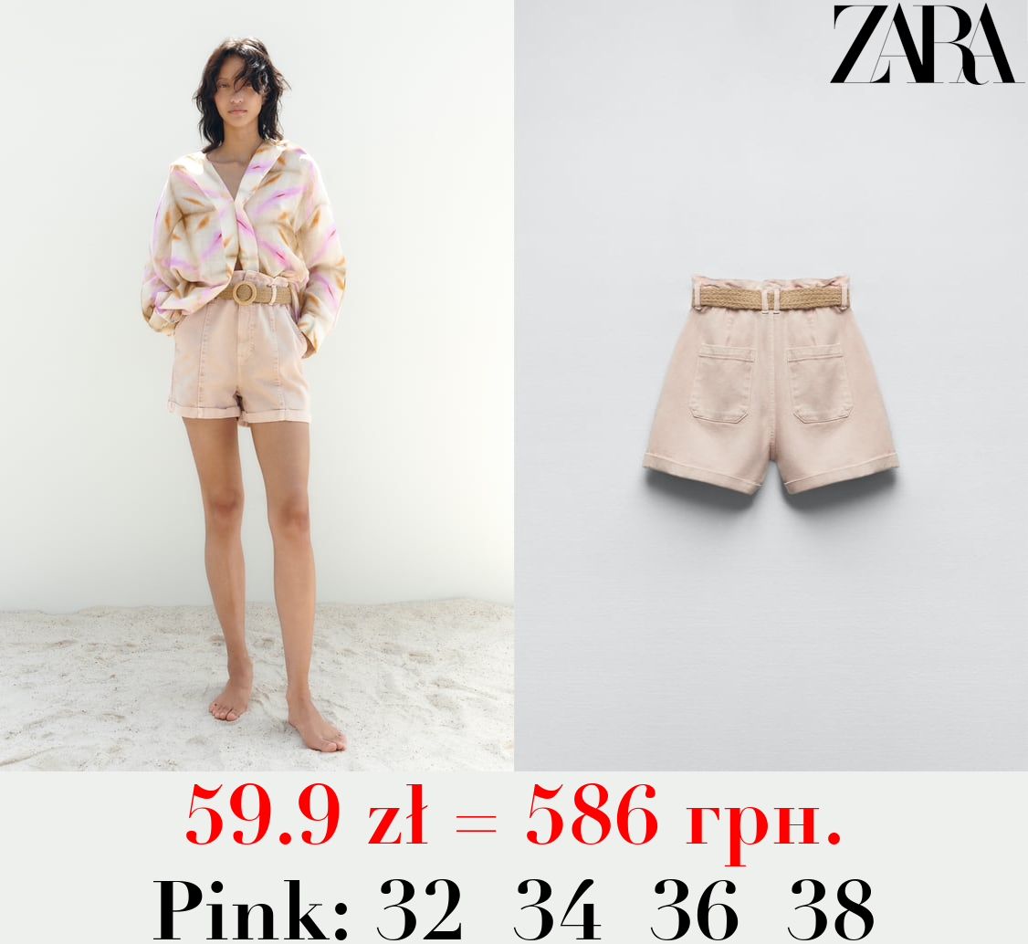 Z1975 BAGGY BELTED DENIM BERMUDA SHORTS