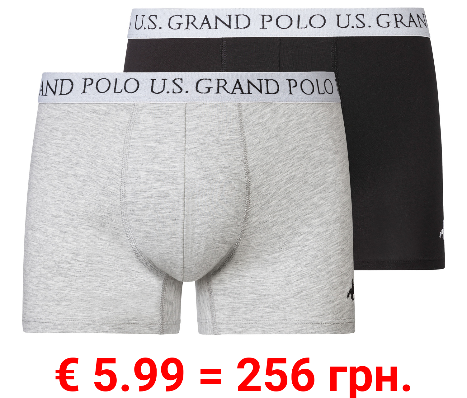 LIVERGY® x Grand Polo Herren Boxer, 2 Stück, hoher Baumwollanteil