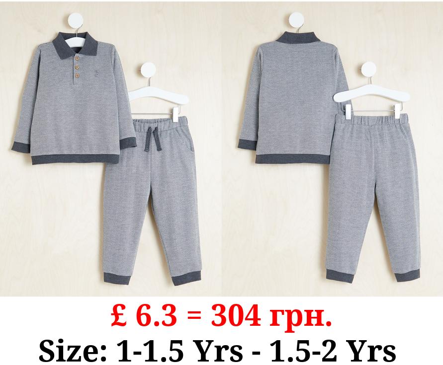 Billie Faiers Grey Herringbone Polo Top and Trousers Outfit