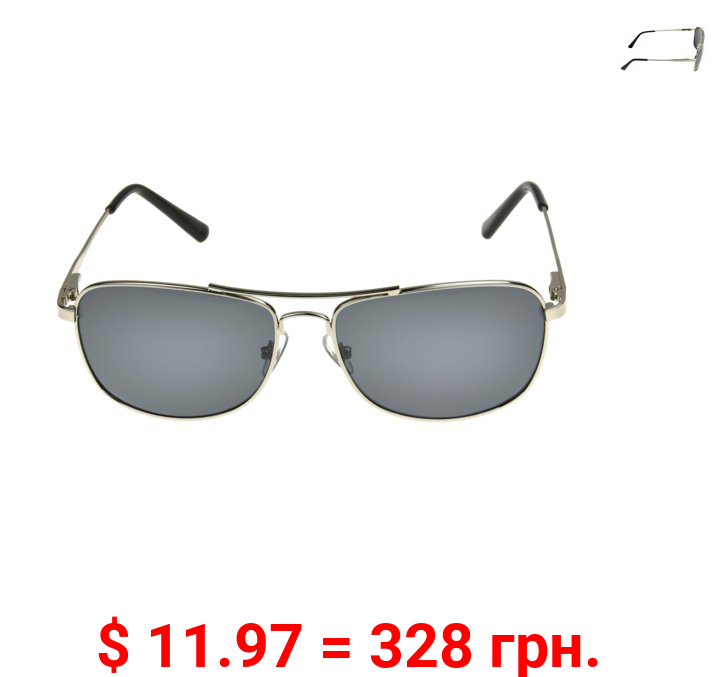 Foster Grant Men's Silver Polarized Retro Sunglasses FF04