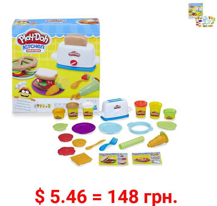 Play-Doh Kitchen Creations Toaster Sandwich Play Food Set (10 oz), 22 Pieces