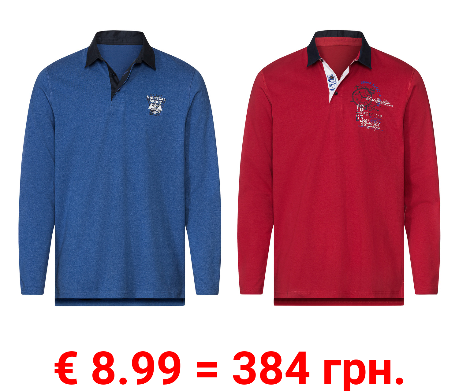 LIVERGY® Herren Poloshirt, langarm, mit Print