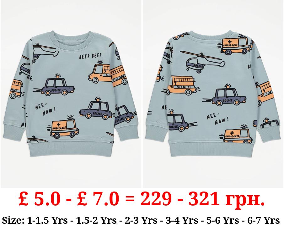 Light Blue Vehicle Graphic Sweatshirt