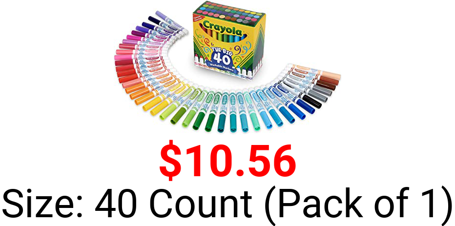 Crayola Ultra Clean Washable Markers, Broad Line Markers, Stocking Stuffers, Gifts, 40 Classic Colors