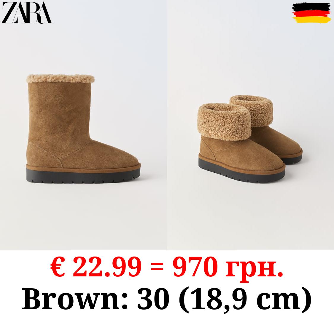 SPLIT SUEDE FAUX SHEARLING ANKLE BOOTS